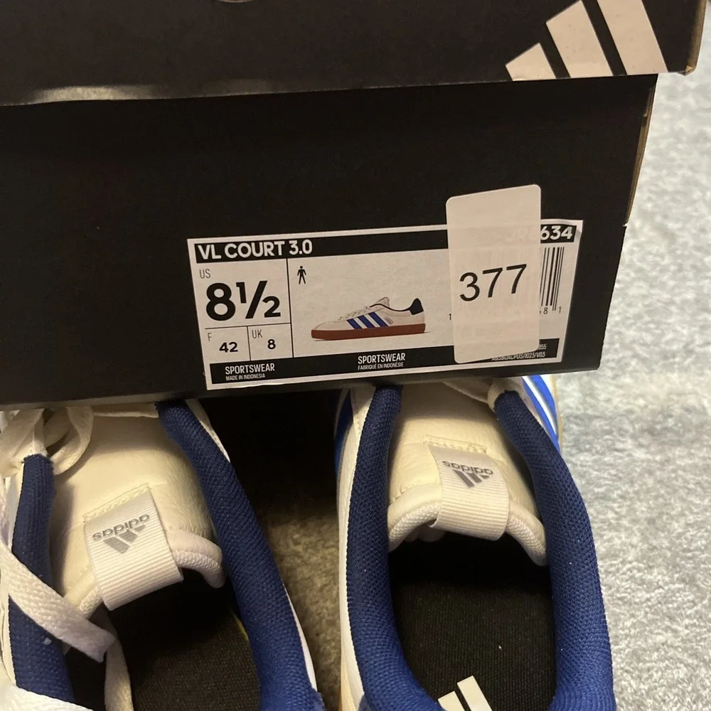Adidas VL Court 3.0 Men's Sneakers Blue Stripes New with Box Size 8.5 US NIB